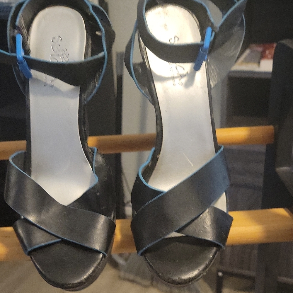 Sbicca Black and Blue Sandals with Wedge Heel
